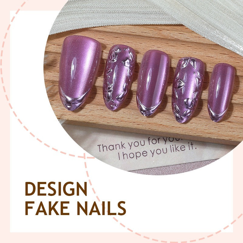 No.F598 Purple Cat's Eye Fingernails Patch 24pcs/Set