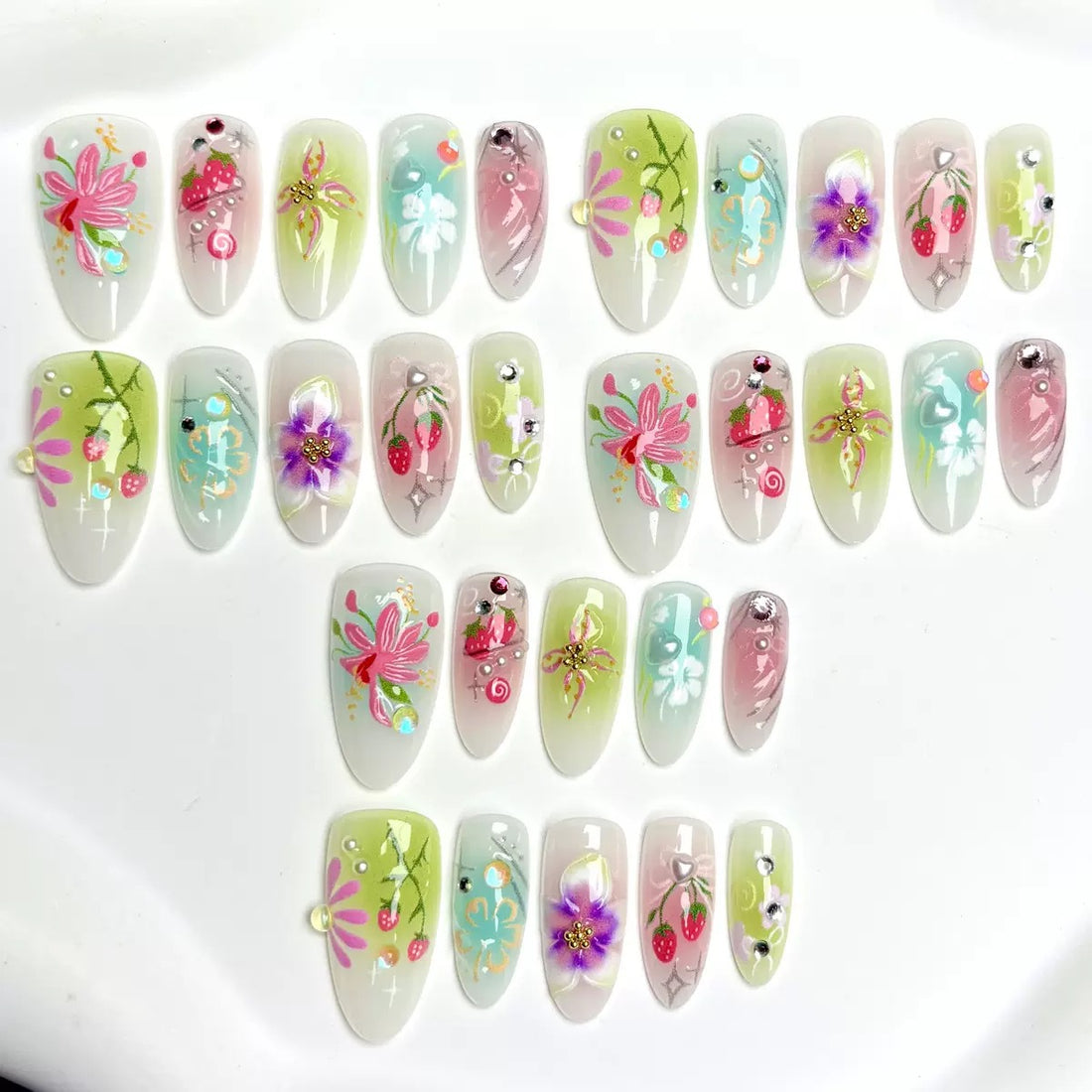 No.BH37 Colorful Fingernails Patch 30pcs/Set
