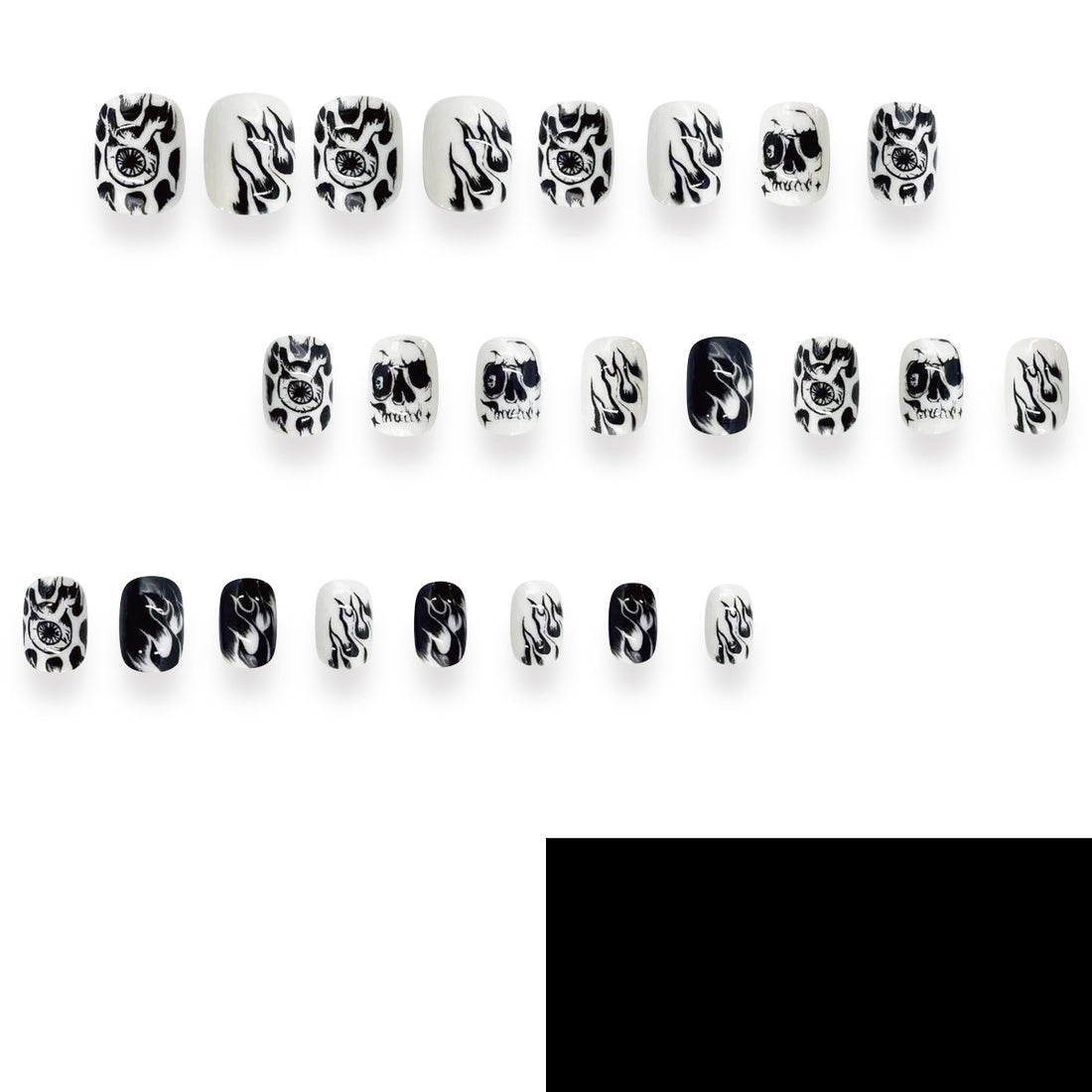 No.AW107 Halloween Black&White Fingernails Patch 24pcs/Set