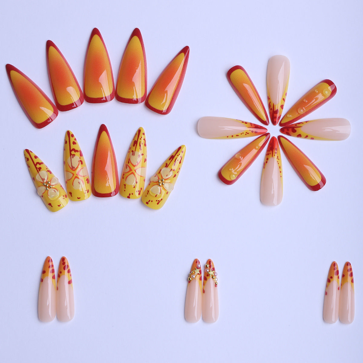 No.F655 Yellow Flower Fingernails Patch 24pcs/Set