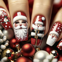 No.CM96 Christmas Snowman Long Fingernails Patch 24pcs/Set