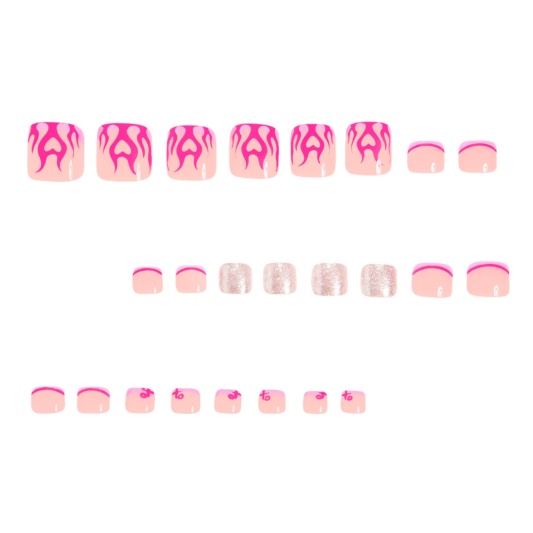 No.496 Flame Heart Toenails Patch 24pcs/Set