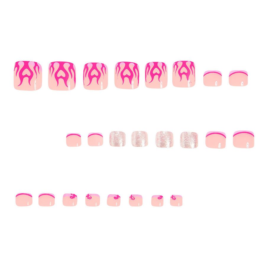 No.496 Flame Heart Toenails Patch 24pcs/Set