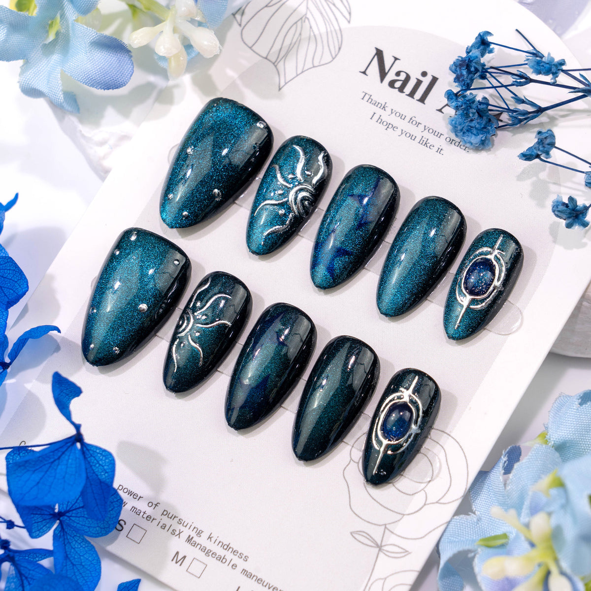 No.F856 Blue Cat's Eye Fingernails Patch 30pcs/Set