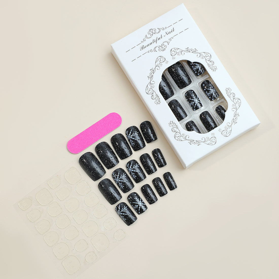 No.CM25 Christmas Black Fingernails Patch 24pcs/Set