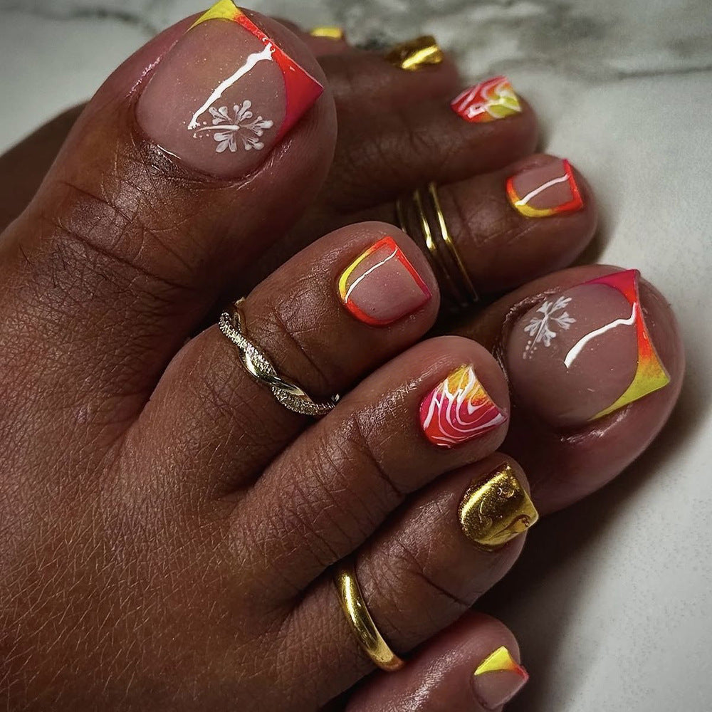 No.756 Flame Gradient Toenails Patch 24pcs/Set