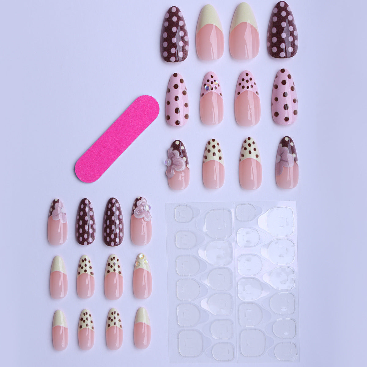 No.F646 Polka Dot Flowers Fingernails Patch 24pcs/Set