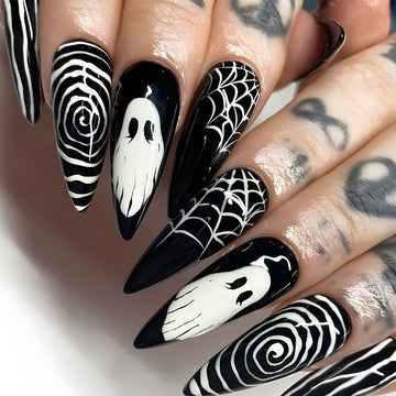 No.AW79 Halloween Ghost Face Fingernails Patch 24pcs/Set