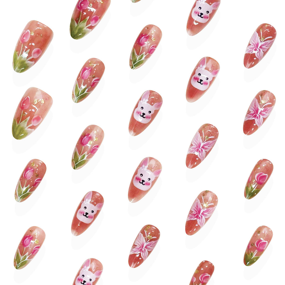 No.ET19 Tulip Rabbit Fingernails Patch 24pcs/Set