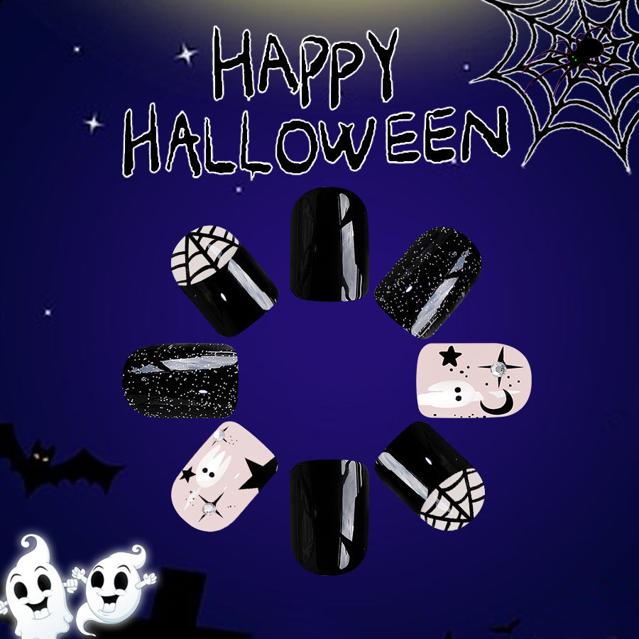 No.AW30 Halloween Ghost Spider Diamond Fingernails Patch 24pcs/Set