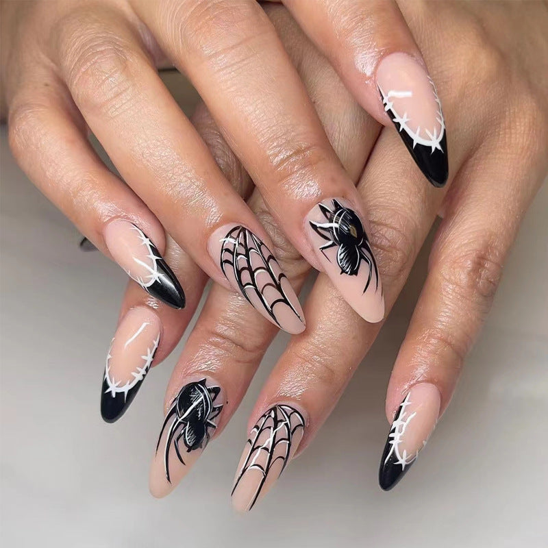 No.AW14 Halloween Black&White Spider Fingernails Patch 24pcs/Set