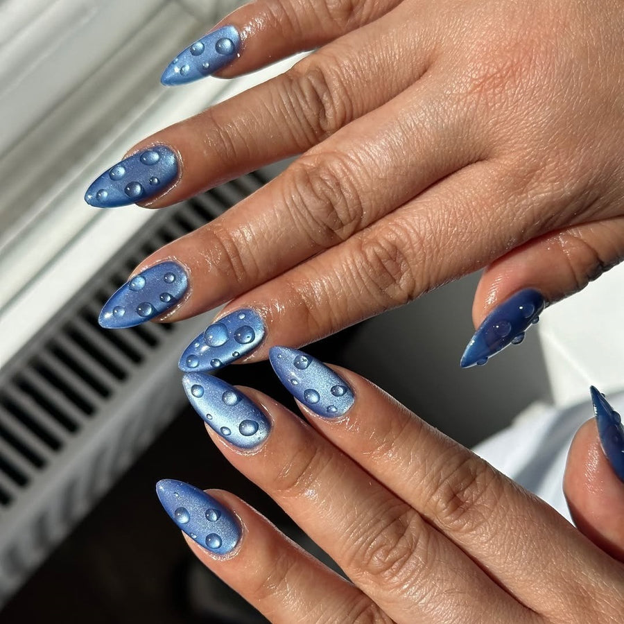 No.F479 Blue Cat's Eye Fingernails Patch 24pcs/Set