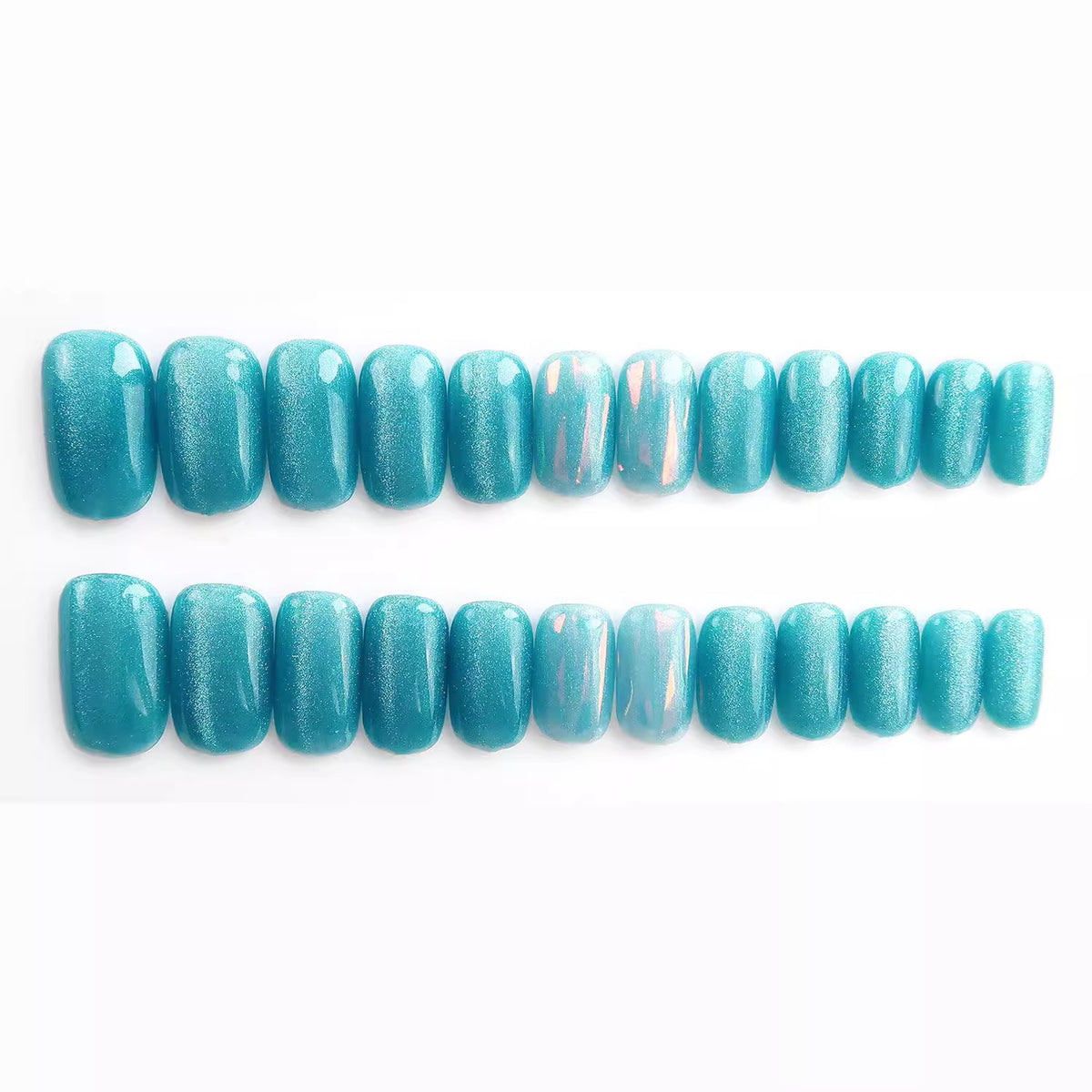 No.F660 Blue Cat's Eye Fingernails Patch 24pcs/Set