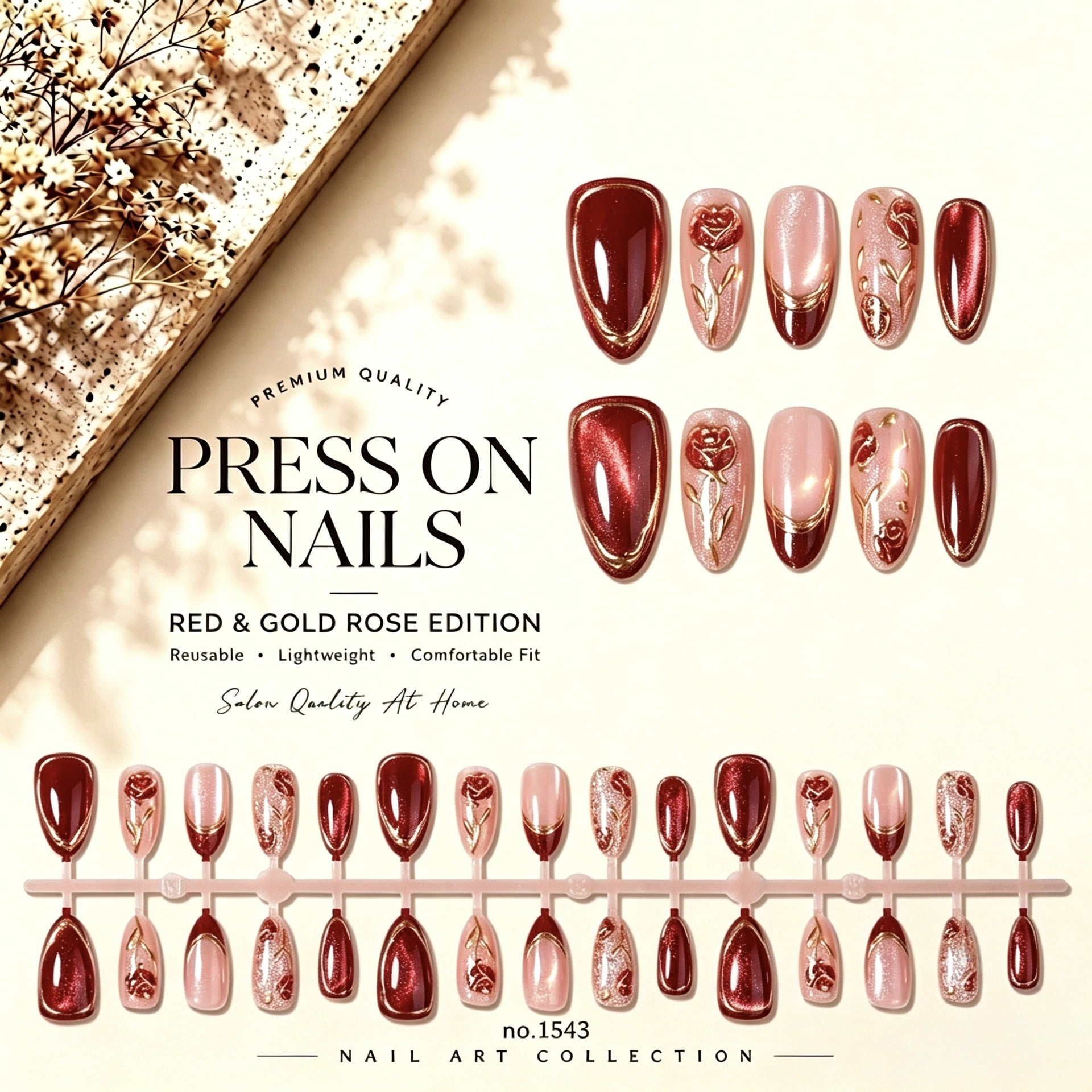 No.F870 Red Cat's Eye Fingernails Patch 24pcs/Set