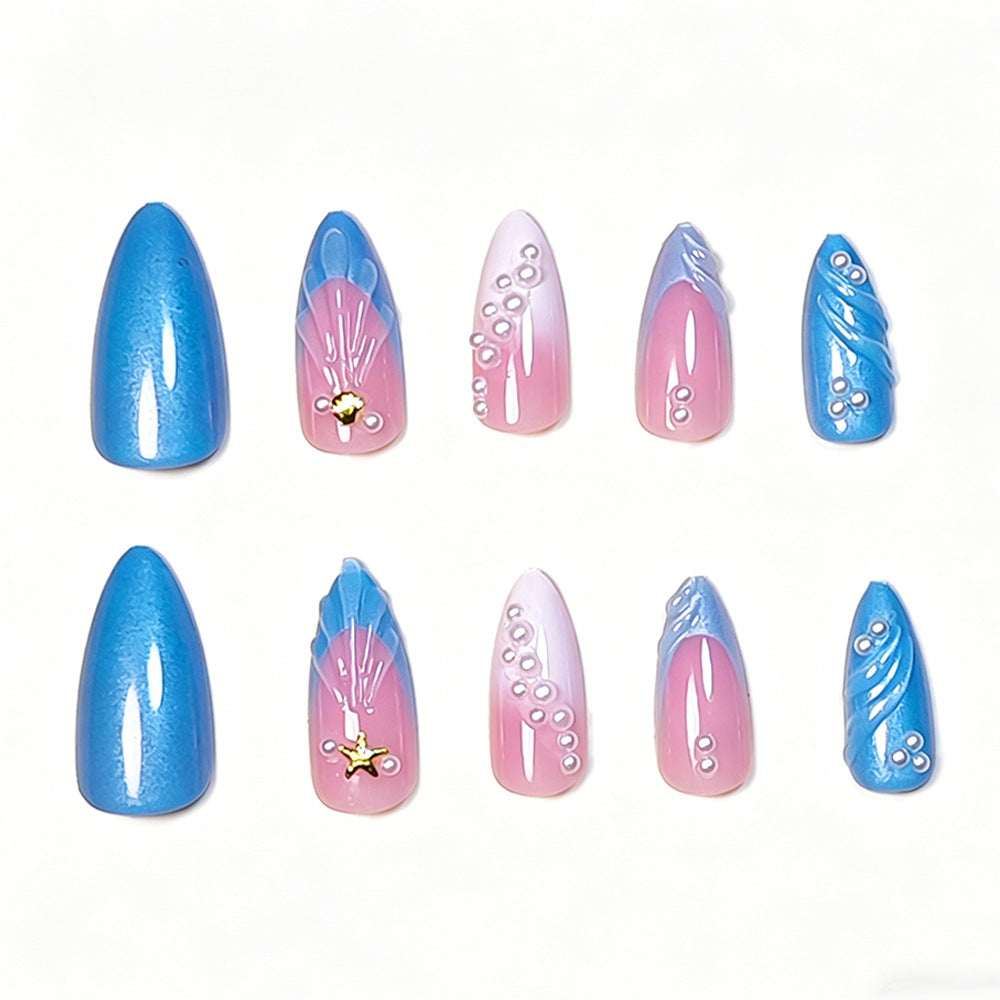 No.F727 Blue Fingernails Patch 24pcs/Set