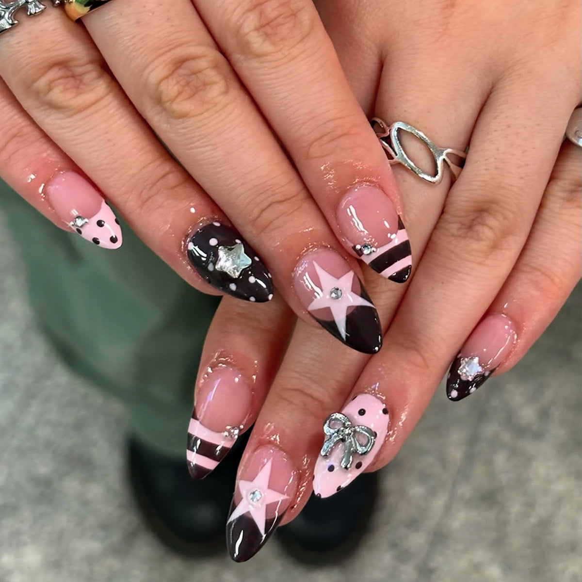 No.F650 Polka Dot Fingernails Patch 24pcs/Set