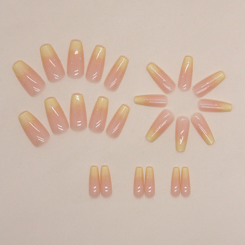 No.F111 Yellow Gradient Fingernails Patch 24pcs/Set