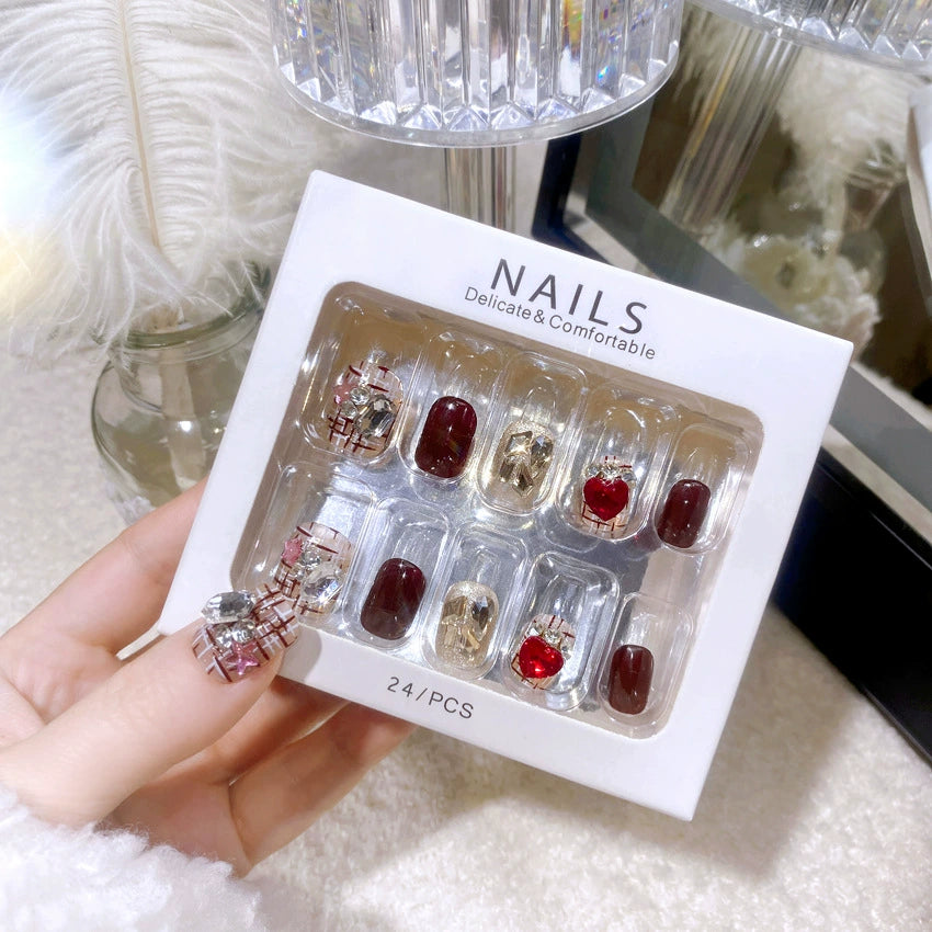 No.F309 Flash Wine red Fingernails Patch 24pcs/Set