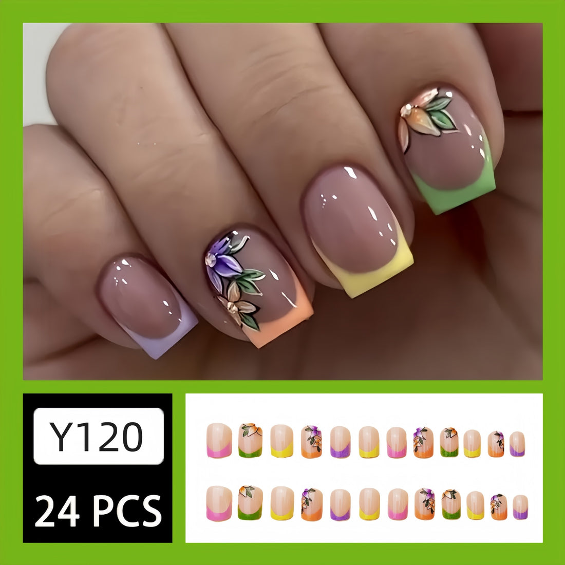 No.F12 Flower Fingernails Patch 24pcs/Set