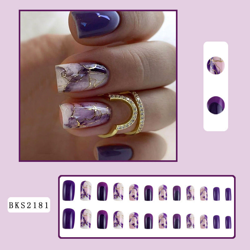 No.F212 Purple Fingernails Patch 24pcs/Set