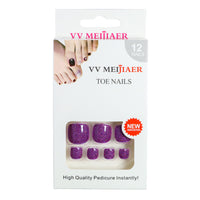 No.337 Flashing Purple Diamonds Toenails Patch 24pcs/Set