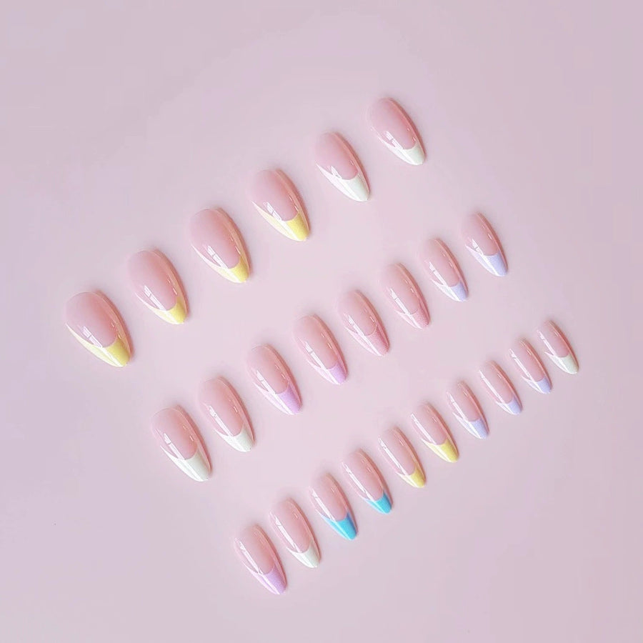 No.F274 Rainbow Multicolor Fingernails Patch 24pcs/Set