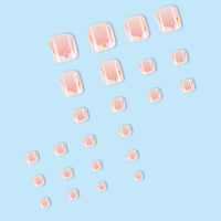 No.382 Pink Flowers Toenails Patch 24pcs/Set