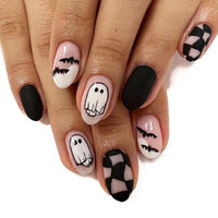 No.AW45 Halloween Bat Ghost Plaid Fingernails Patch 24pcs/Set