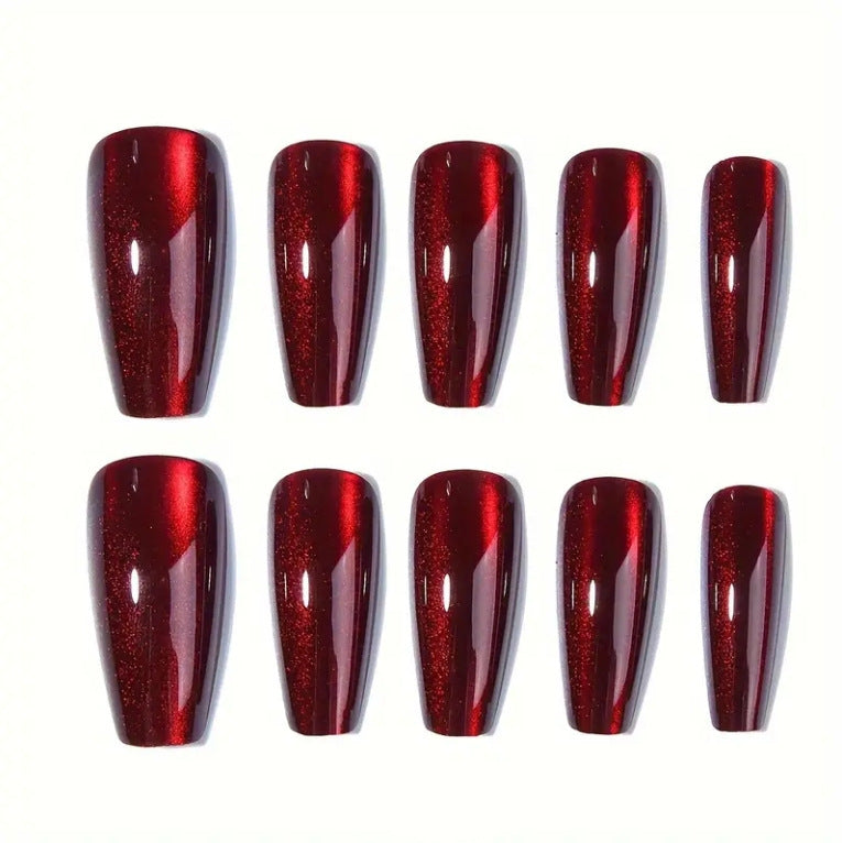 No.F795 Red Cat's Eye Fingernails Patch 24pcs/Set