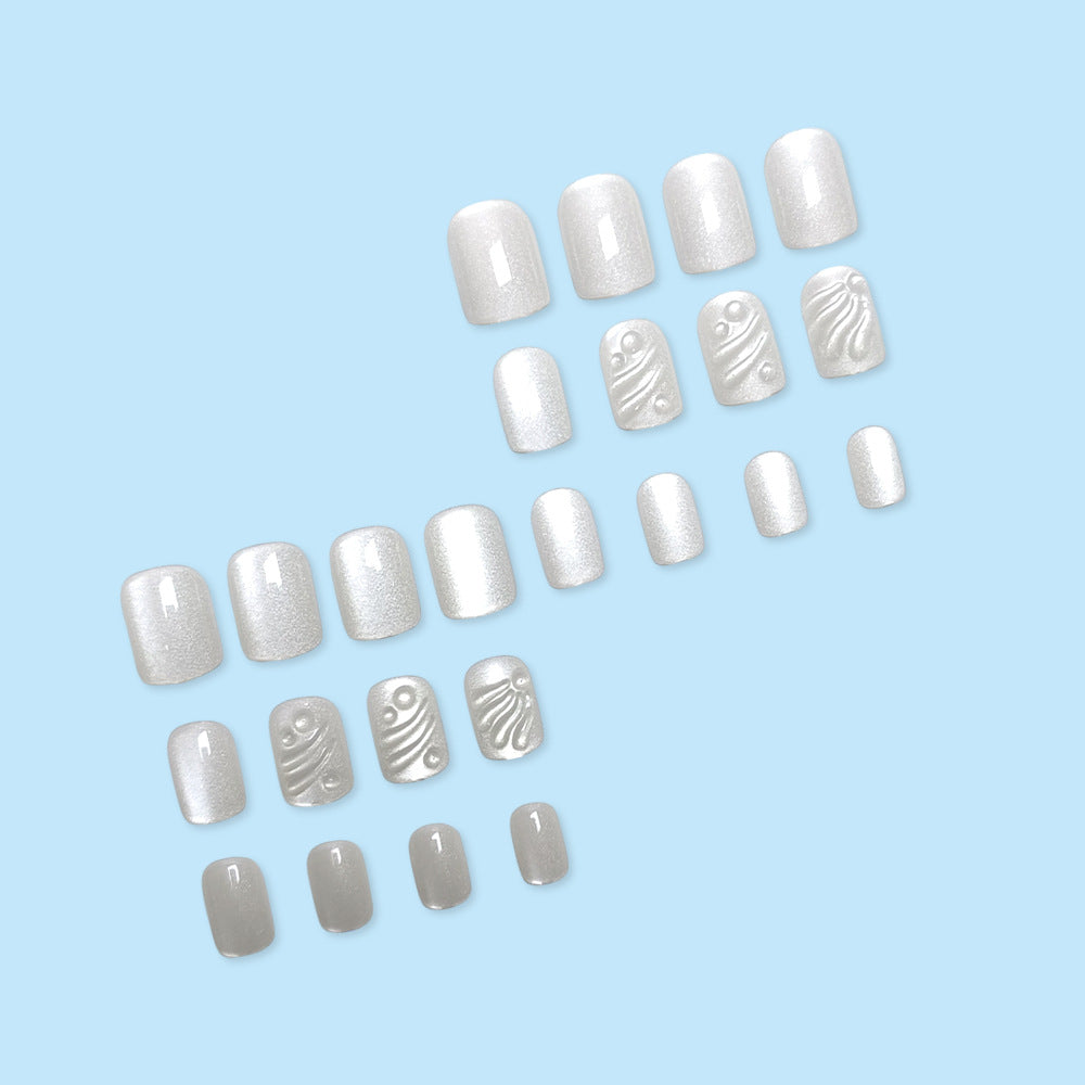 No.F715 White Cat's Eye Fingernails Patch 24pcs/Set
