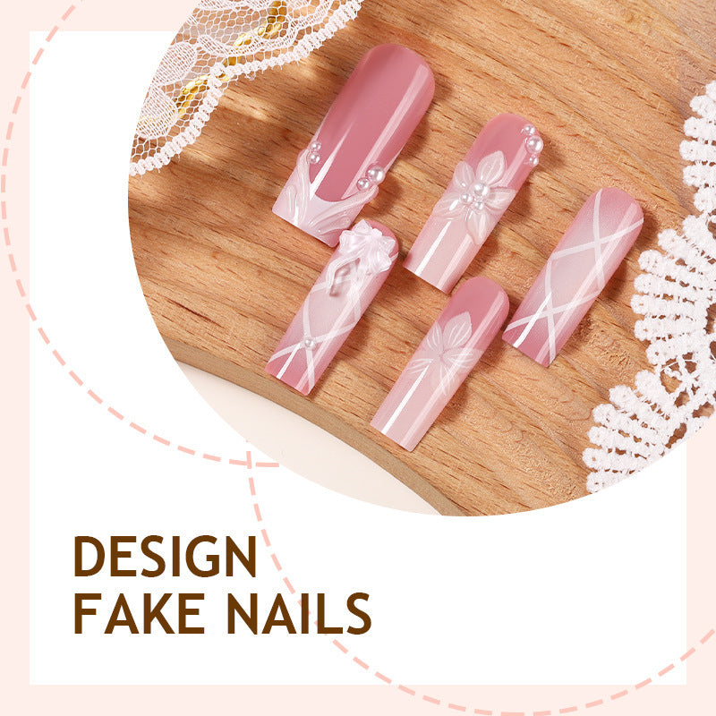 No.F624 Bow Flower Fingernails Patch 24pcs/Set