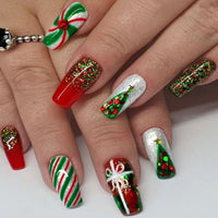 No.CM64 Christmas Tree Fingernails Patch 24pcs/Set