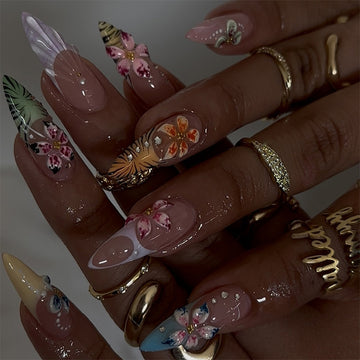 No.F408 Painted Flowers Fingernails Patch 24pcs/Set