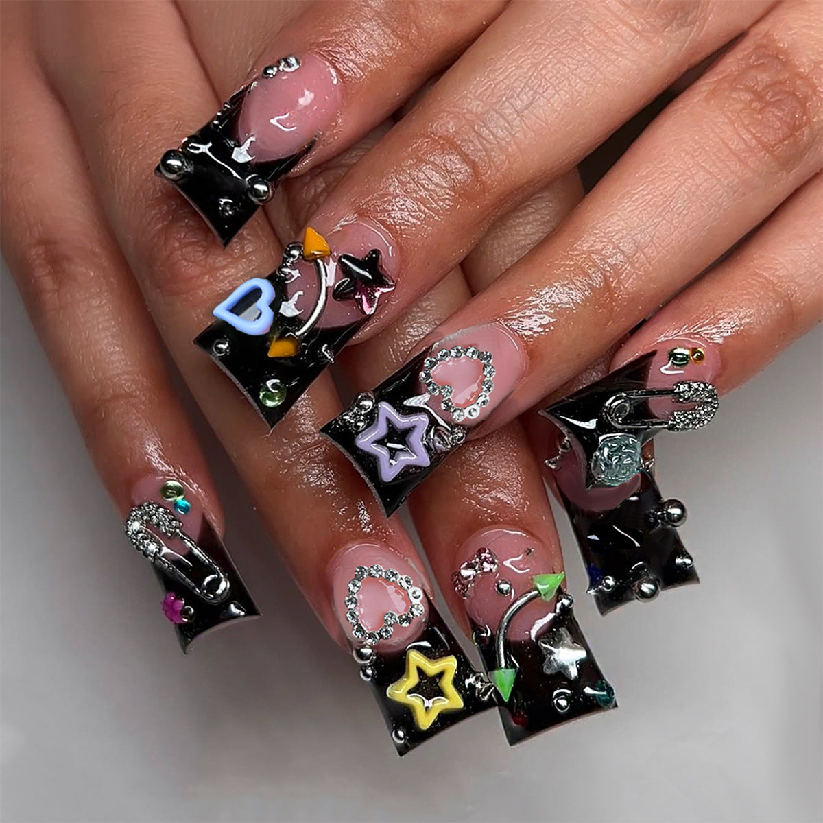 No.F654 Black Fingernails Patch 24pcs/Set