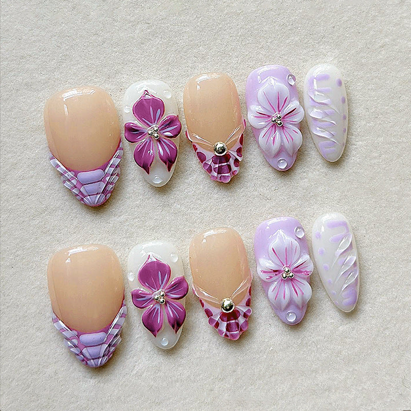 No.F610 Purple Print Cat's Eye Fingernails Patch 30pcs/Set