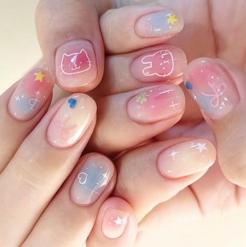 No.ET27 Cute Rabbit Fingernails Patch 24pcs/Set