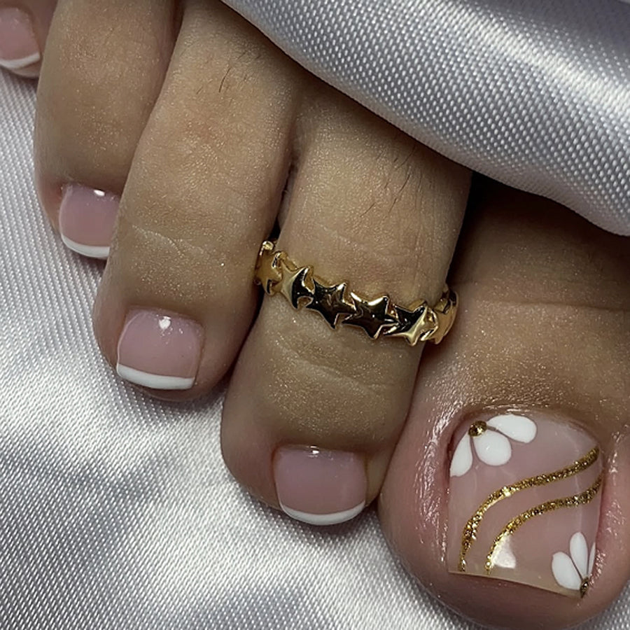 No.648 White Petals Toenails Patch 24pcs/Set