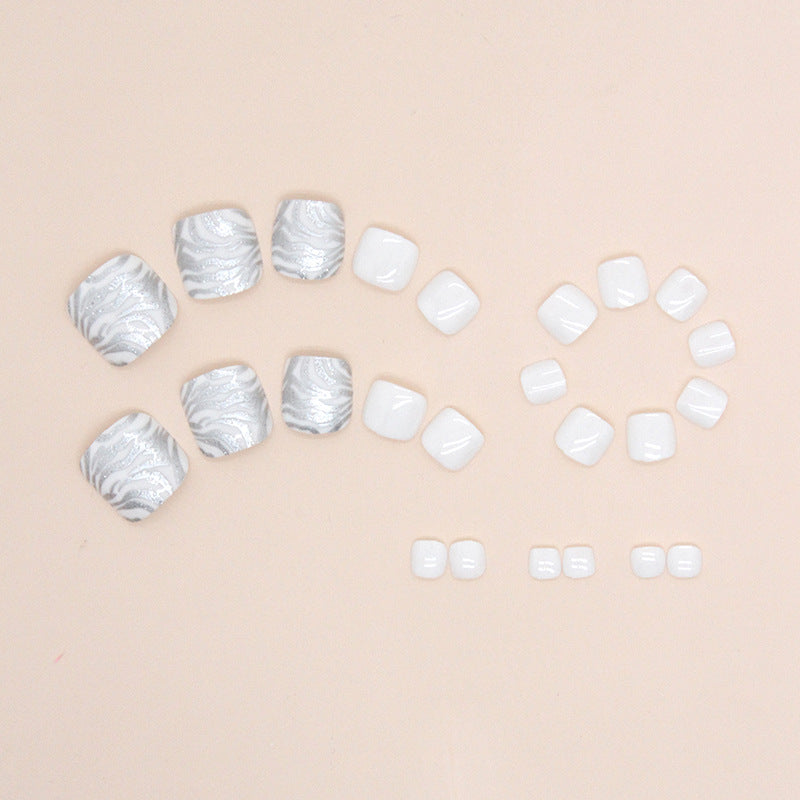 No.247 Silver Gray Glitter Toenails Patch 24pcs/Set