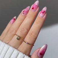 No.VN77 Valentine’s Heart Press-On Nails Set (24 Pcs)