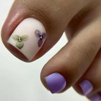 No.238 Frosted Purple Retro Floral Toenails Patch 24pcs/Set