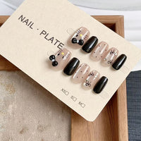 No.FP6 10pcs Cute Black Hello Kitty Press-On Fingernails