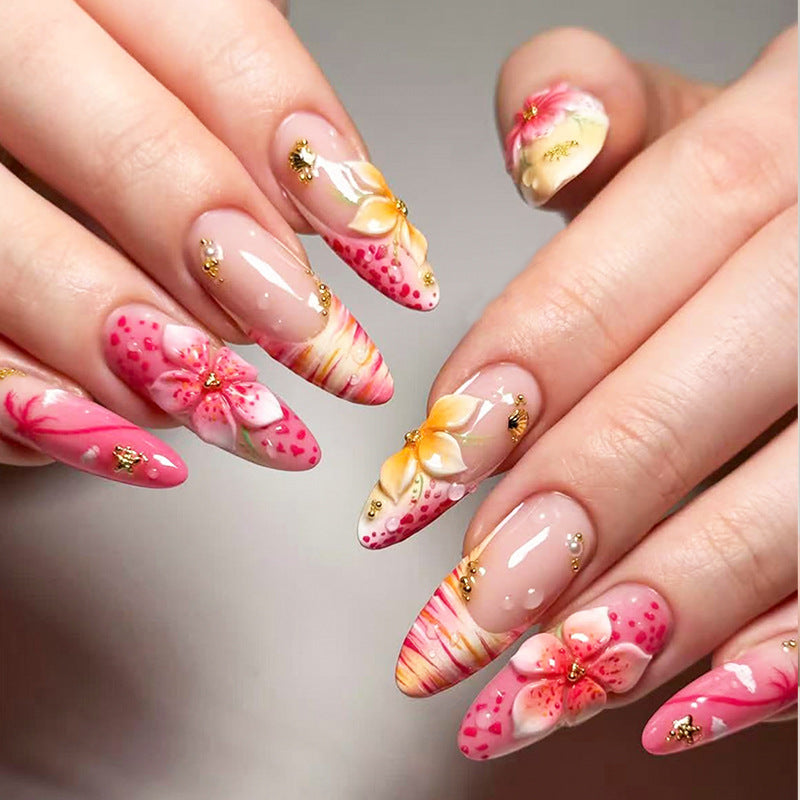 No.BH73 Flower Fingernails Patch 24pcs/Set