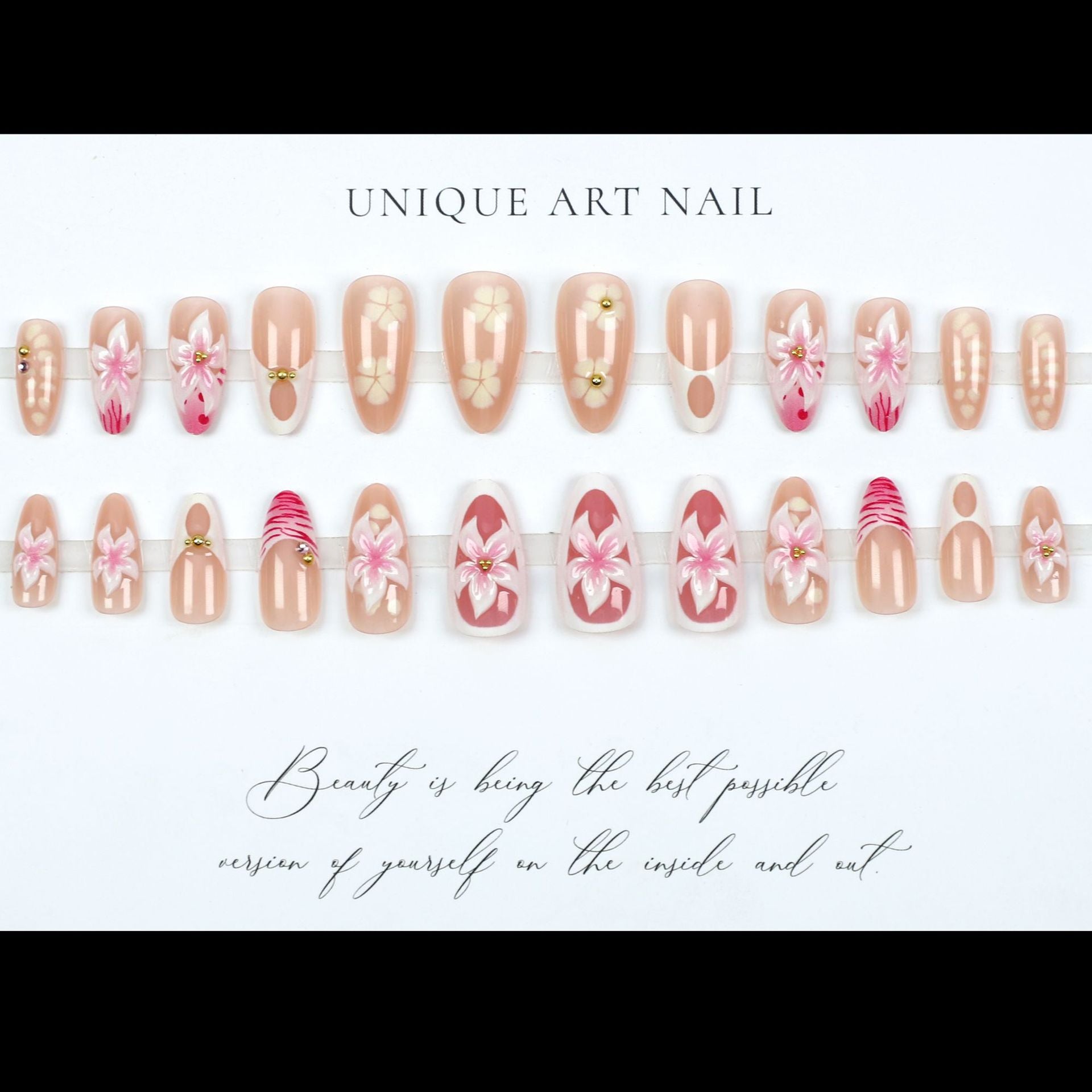 No.F487 3D Sweet Flowers Fingernails Patch 24pcs/Set