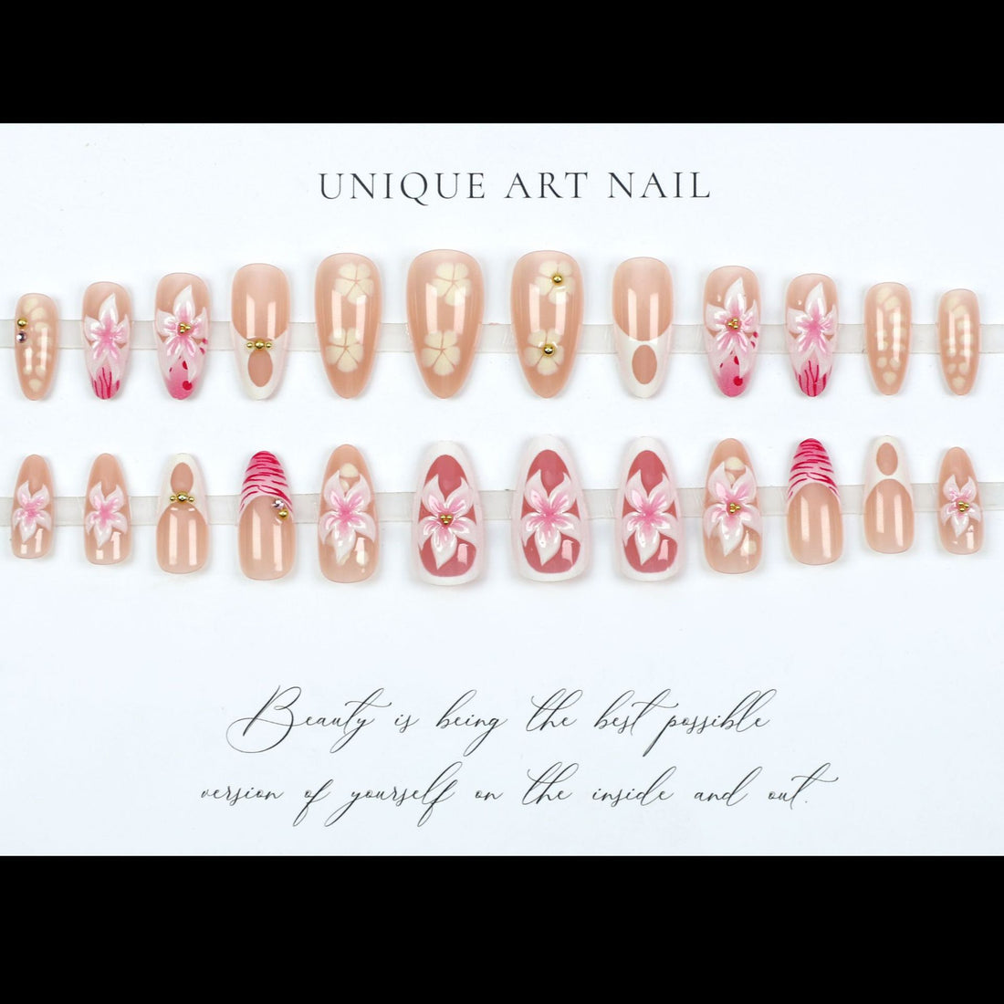 No.F487 3D Sweet Flowers Fingernails Patch 24pcs/Set