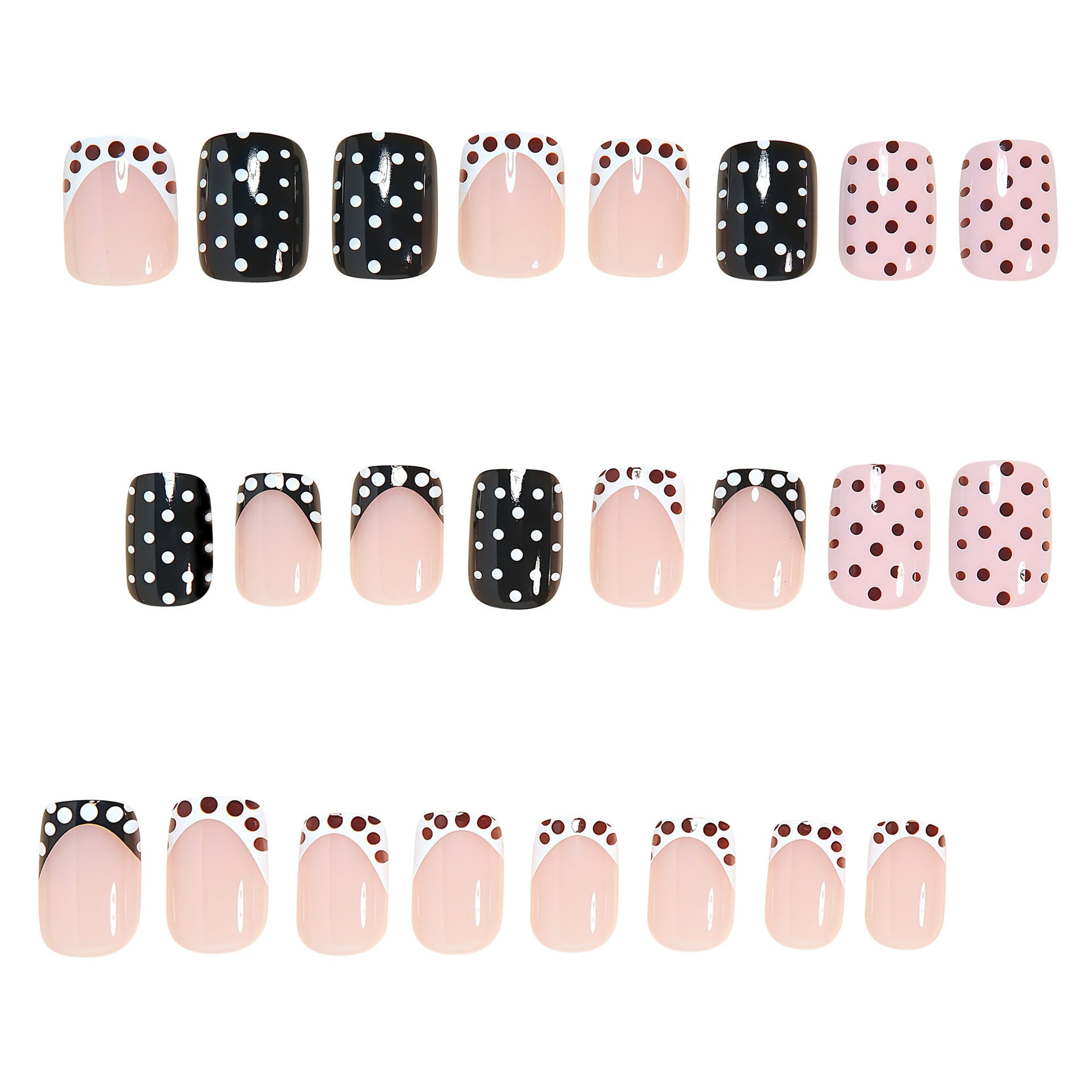 No.F782 White Dots Fingernails Patch 24pcs/Set