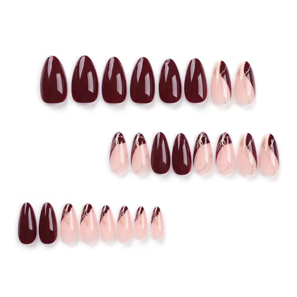 No.F676 Claret Fingernails Patch 24pcs/Set