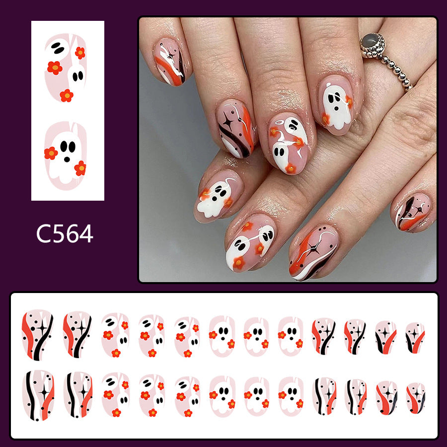 No.AW76 Halloween Multicolor Irregular Fingernails Patch 24pcs/Set