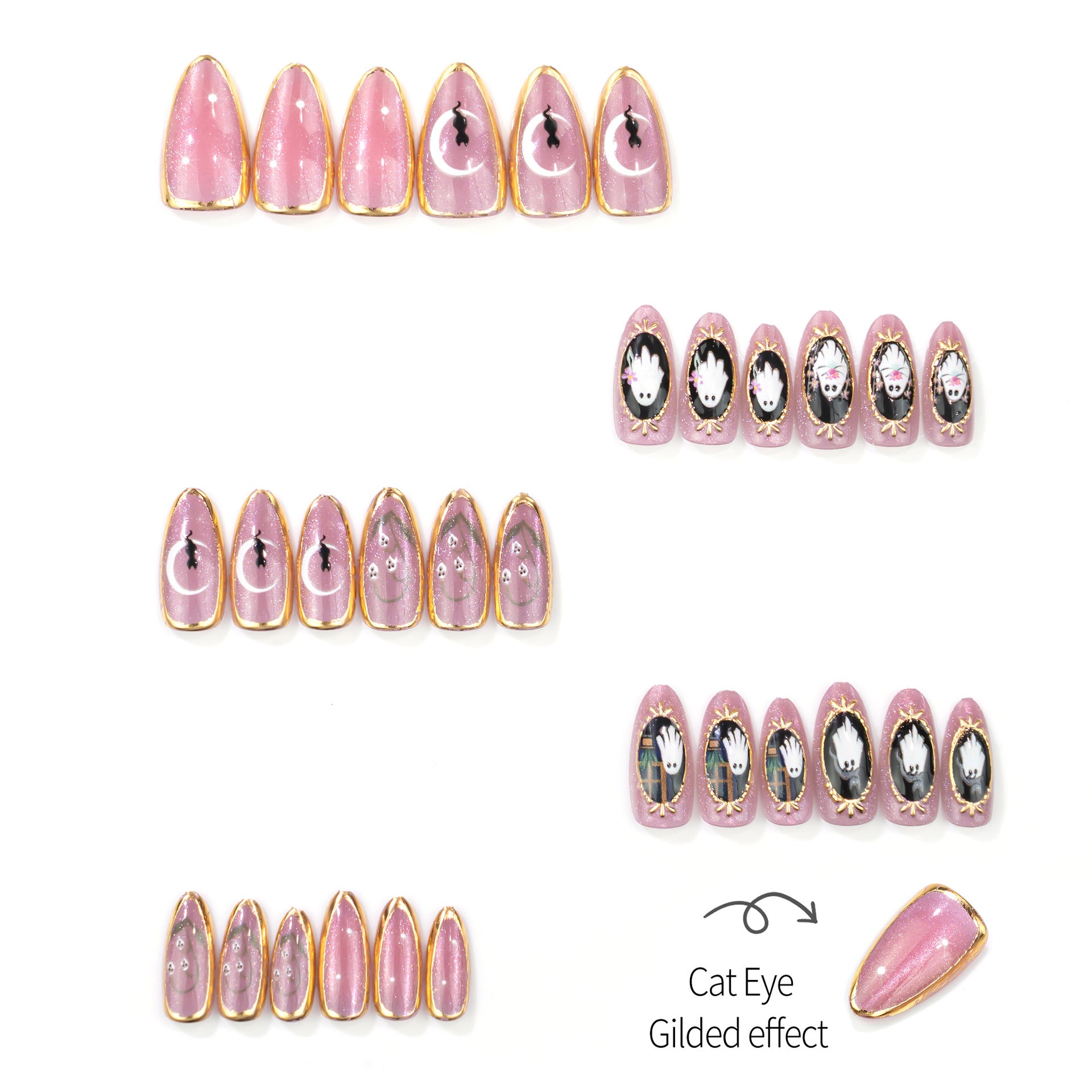 No.AW182 Halloween Purple Cat's Eye Fingernails Patch 24pcs/Set