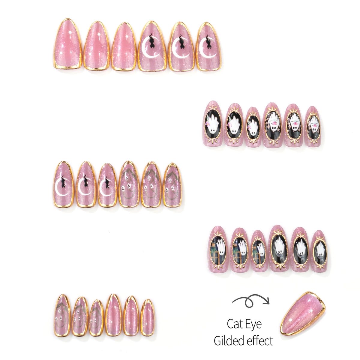 No.AW182 Halloween Purple Cat's Eye Fingernails Patch 24pcs/Set