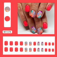 No.F83 Red Flower Fingernails Patch 24pcs/Set